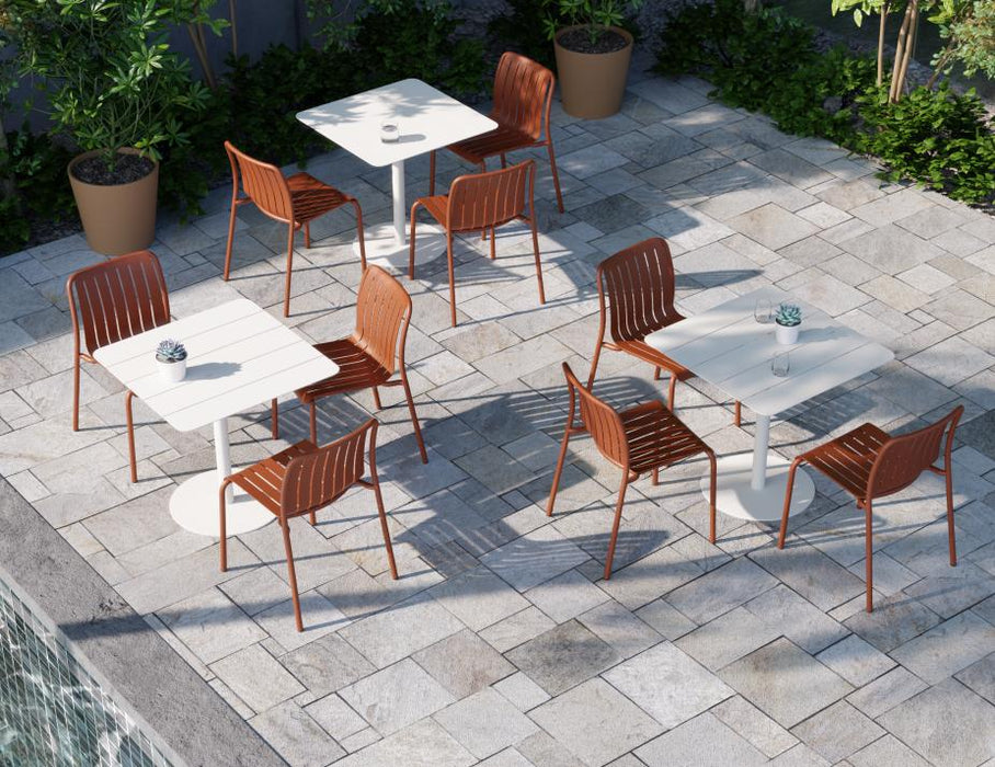 Roku Outdoor Dining Chair in Matt Papaya - Chair with Sandy Grey Cushion
