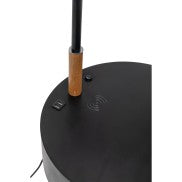 Rubberwood Lamp with Matte Black Table, Natural Colour Drawer and Off White Linen Shade