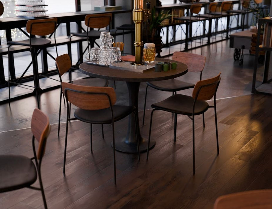 Rylie Stool - Padded Seat with Walnut Backrest - 65cm Kitchen Height - Grey Vegan Leather Seat