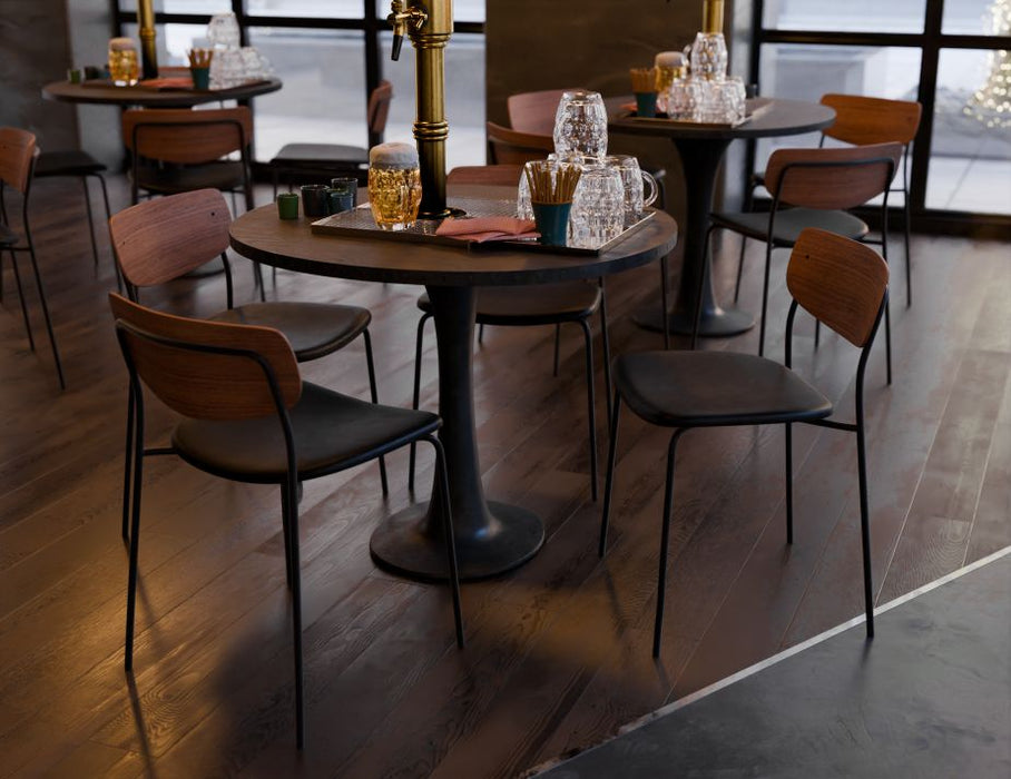 Rylie Dining Chair - American Walnut - Upholstered - Green Vintage Vegan Leather Seat