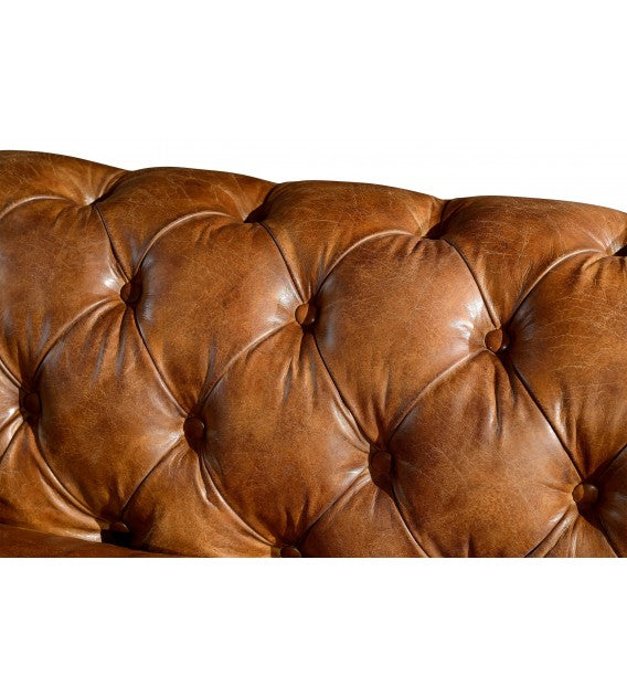 Winston Classic Vintage Leather Chesterfield Lounge Chair - Camel Brown