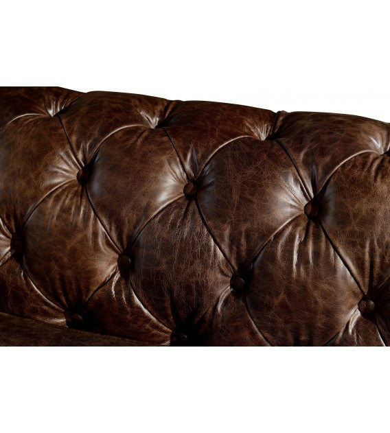 Winston Classic Vintage Leather Chesterfield Lounge Chair - Cigar Brown