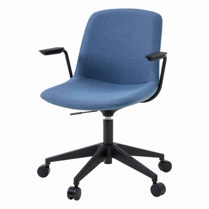 Vista Swivel Chair fully upholstered, black frame, castor base