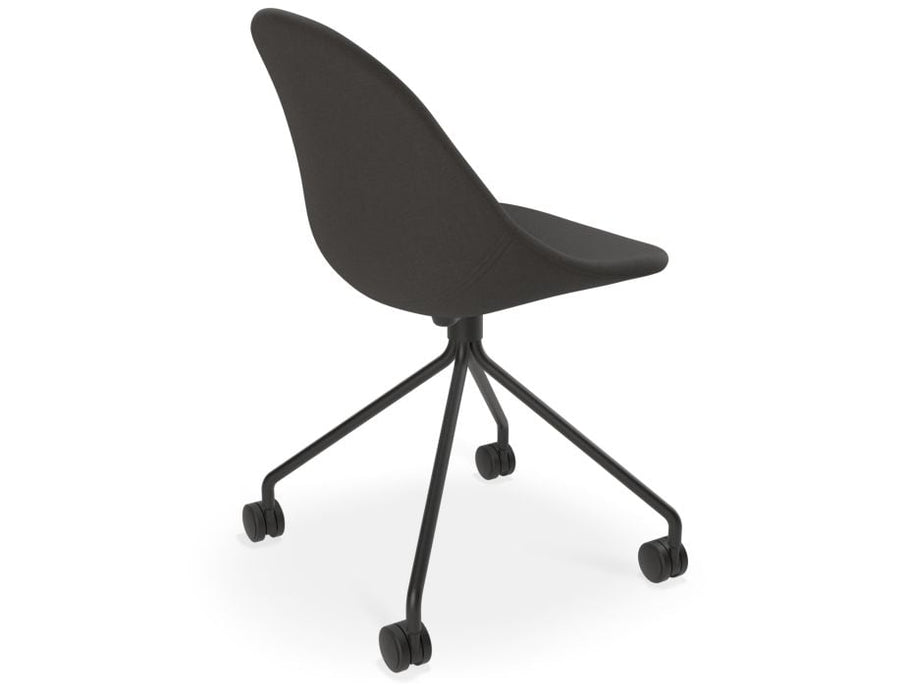 Pebble Anthracite Fabric Upholstered Chair - Pyramid Fixed Base with Castors - Black