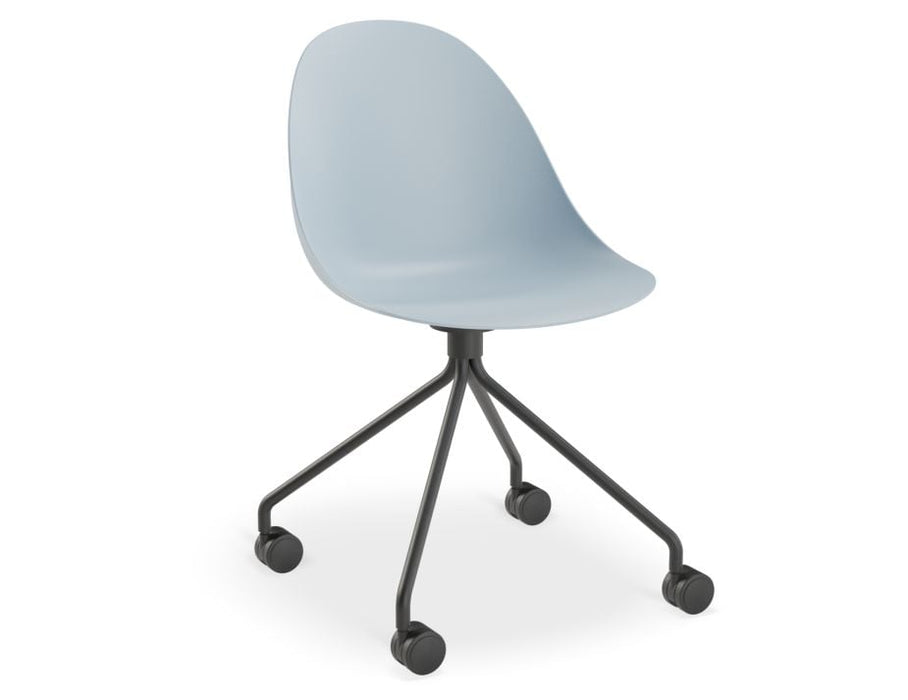 Pebble Chair Pale Blue with Shell Seat - Sled Stackable Base - White