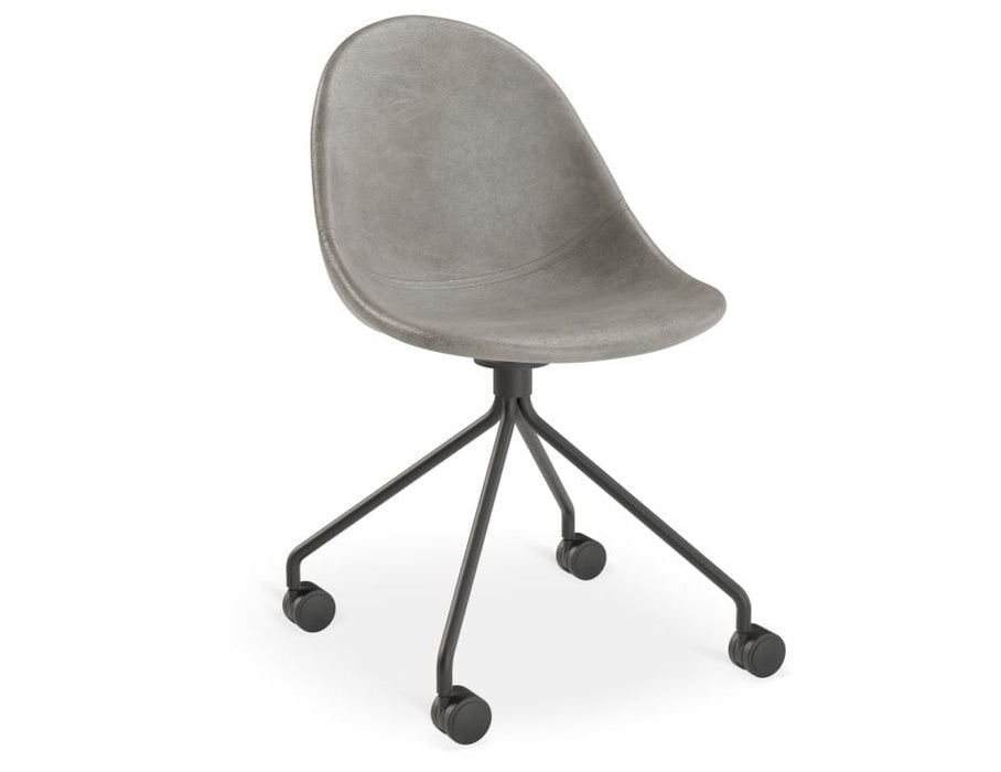 Pebble Chair Grey Upholstered Vintage Seat - Natural Beechwood Base