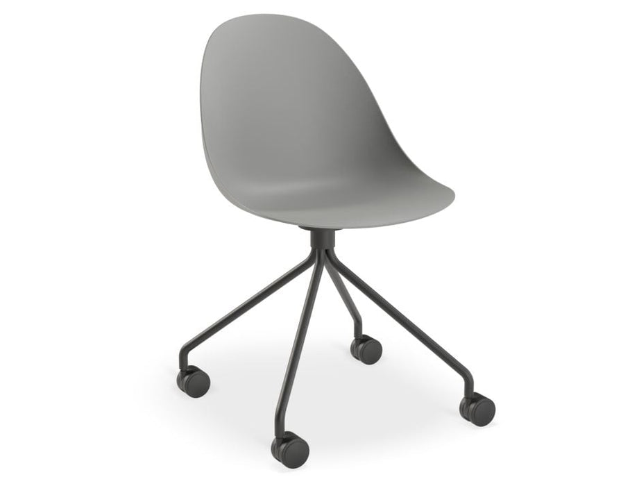 Pebble Chair Grey with Shell Seat - Sled Stackable Base - White