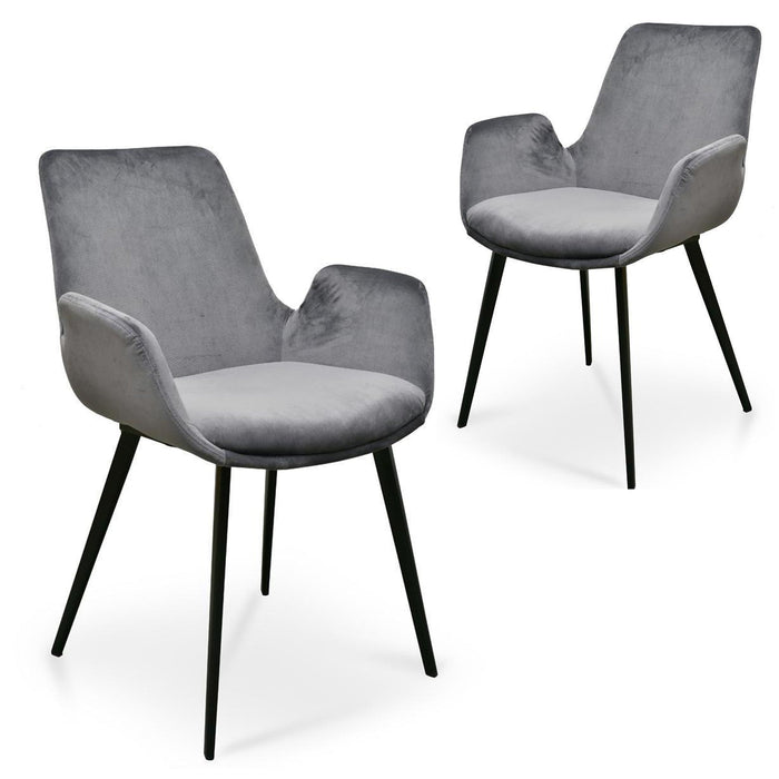 CDC2391-SE - Dining Chair - Dark Grey Velvet (Set of 2)