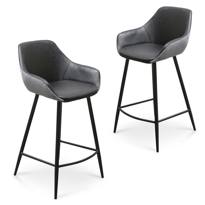 CBS2751-SE - Barstool - Black PU & Grey Velvet - (Set of 2)