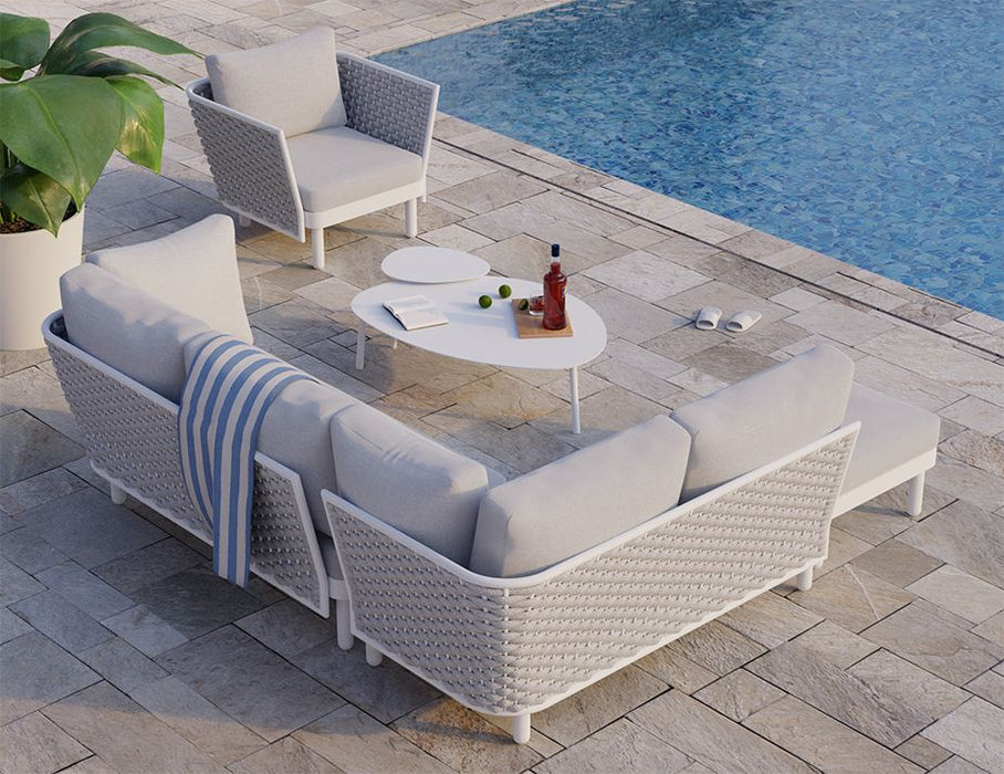 Siano Modular Right Arm 2 Seater - Outdoor - White - Light Grey Cushion