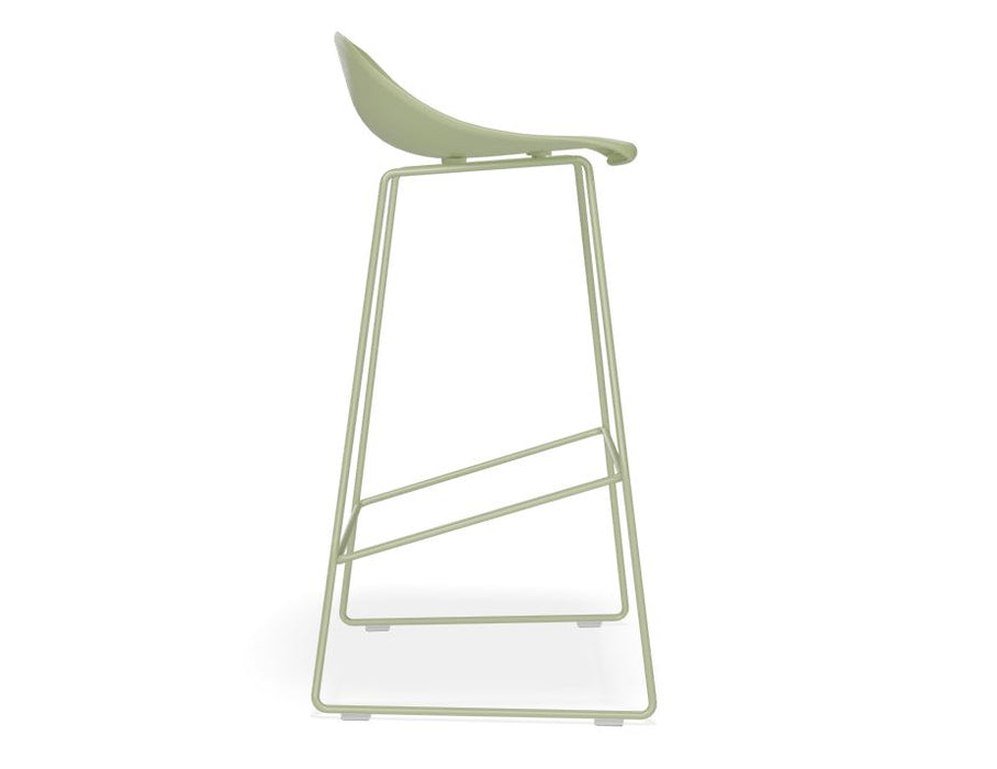 Pop Stool - Dusty Green Frame and Shell Seat - 65cm Kitchen Bench Seat Height