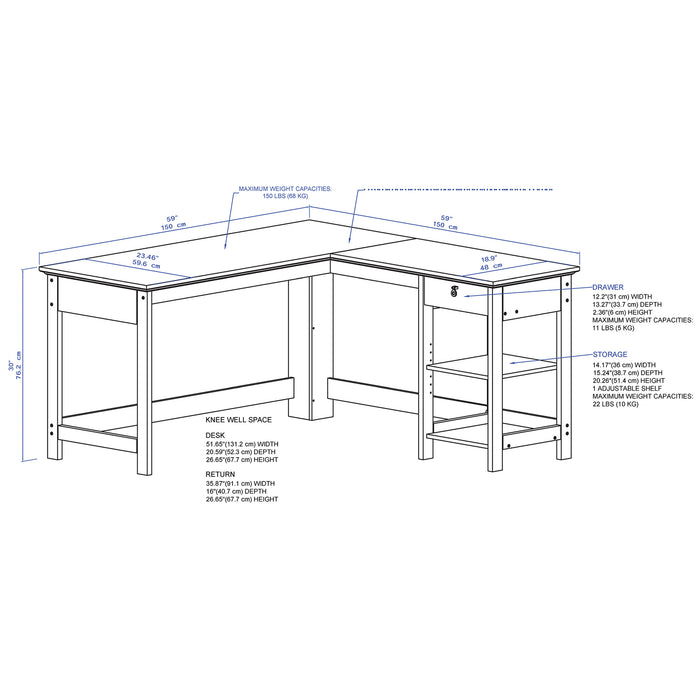 Broweville 1.5M L-Desk