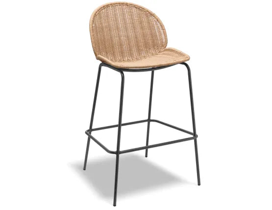 Sombra Rattan Bar Stool - Outdoor - Charcoal, 110cm H