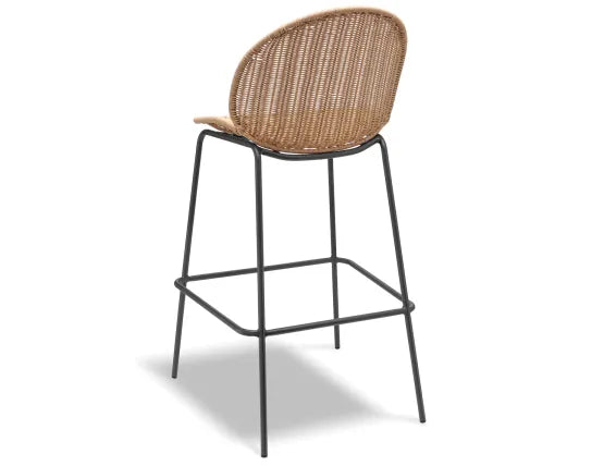 Sombra Rattan Bar Stool - Outdoor - Charcoal, 110cm H