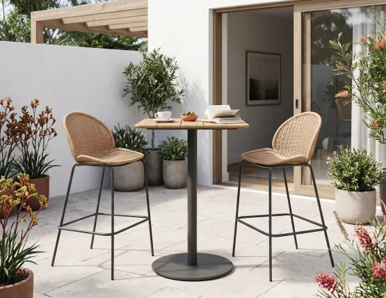 Sombra Rattan Bar Stool - Outdoor - Charcoal, 110cm H