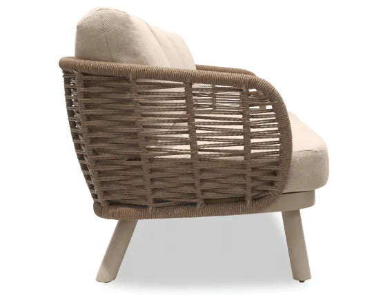 Sorrento 3 Seater Sofa - Outdoor - Latte, Wood, 185cm W