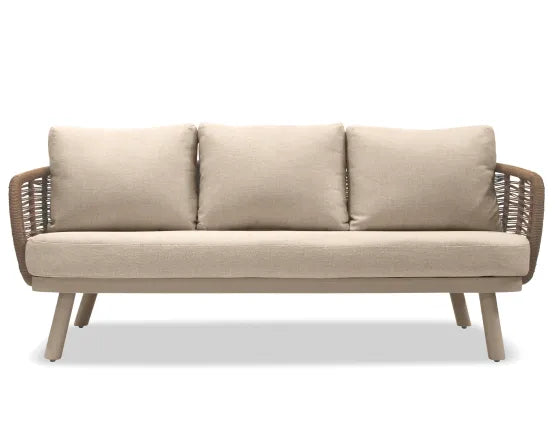 Sorrento 3 Seater Sofa - Outdoor - Latte, Wood, 185cm W