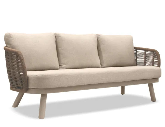 Sorrento 3 Seater Sofa - Outdoor - Latte, Wood, 185cm W