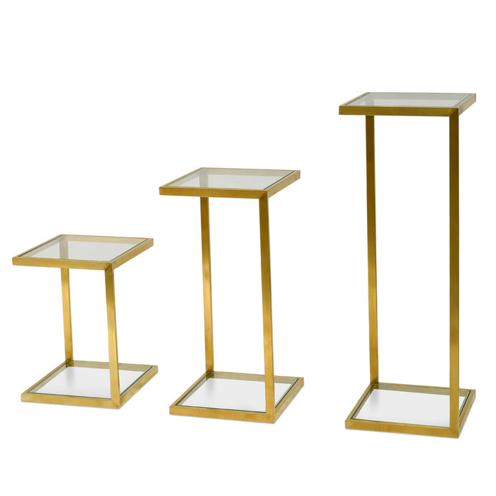 CST2358-KS Glass Side Table - Gold Base (Set of 3)