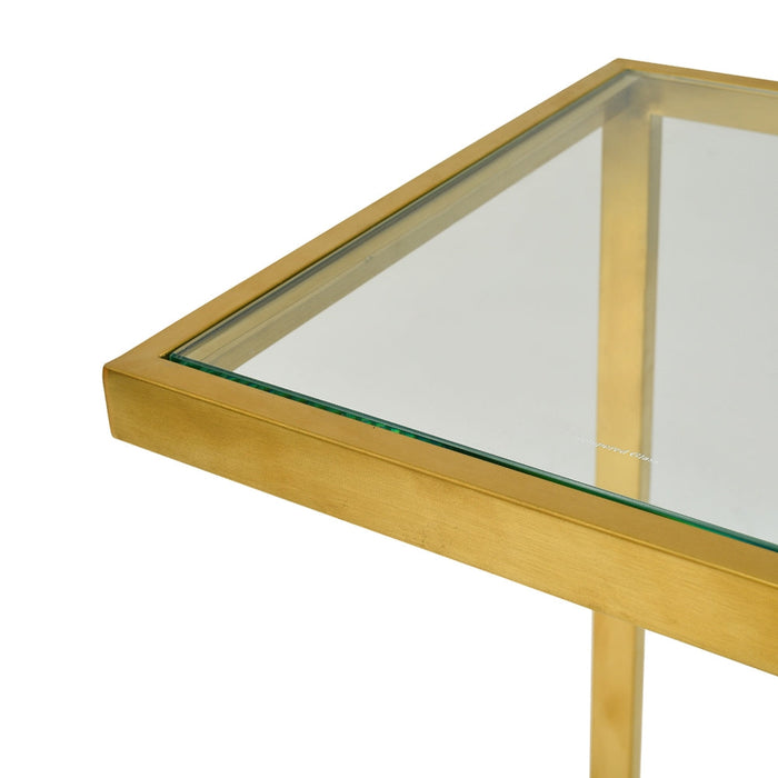 CST2358-KS Glass Side Table - Gold Base (Set of 3)