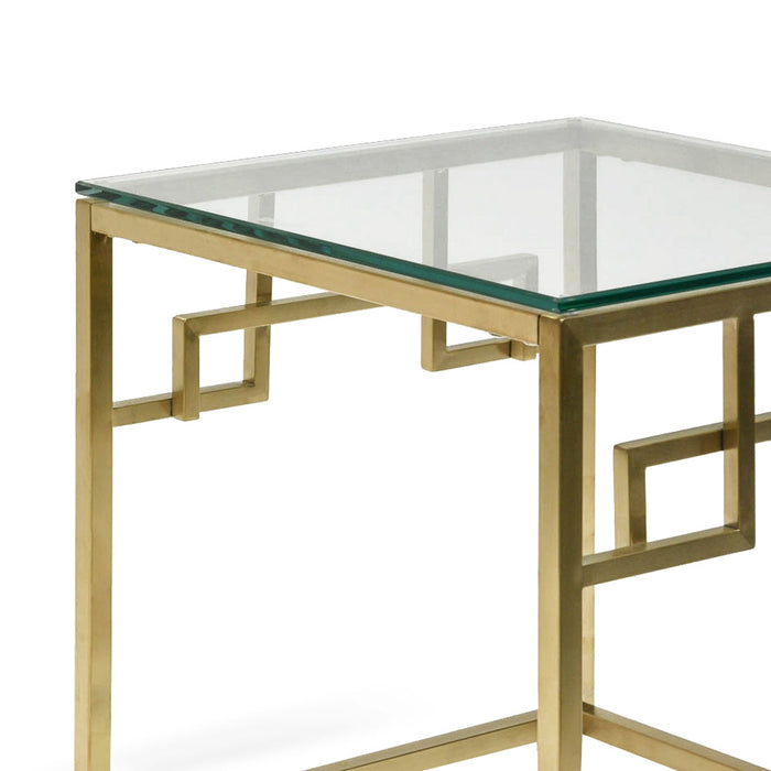 CST2426-BS Side Table - Glass Top - Brushed Gold Base