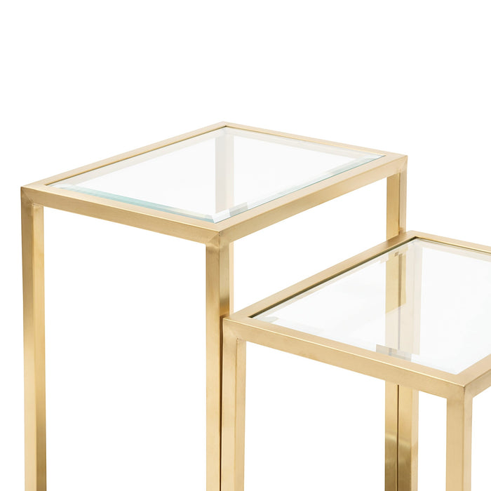 CST2586-BS Glass Side Table - Brushed Gold Base