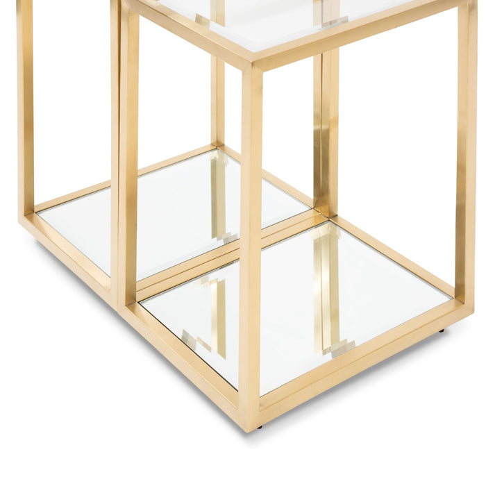 CST2586-BS Glass Side Table - Brushed Gold Base