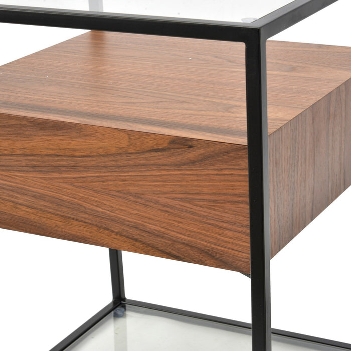 CST311WAL-IG Glass Side Table - Walnut