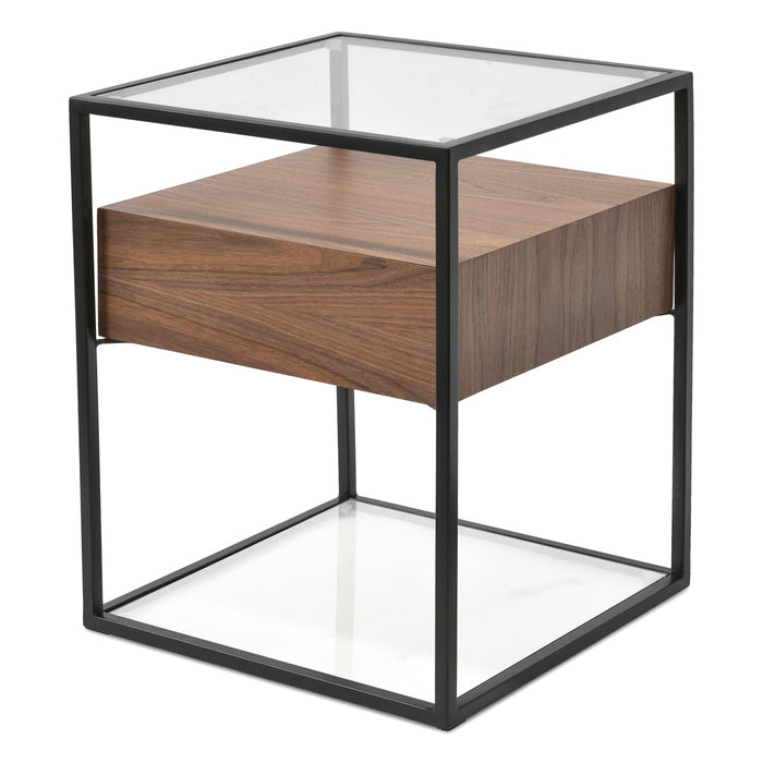 CST311WAL-IG Glass Side Table - Walnut