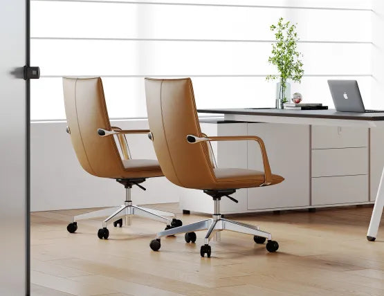 Strata Executive Office Chair - Chrome - Brown, 82cm H