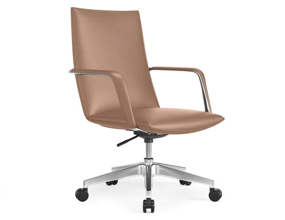 Strata Executive Office Chair - Chrome - Brown, 82cm H