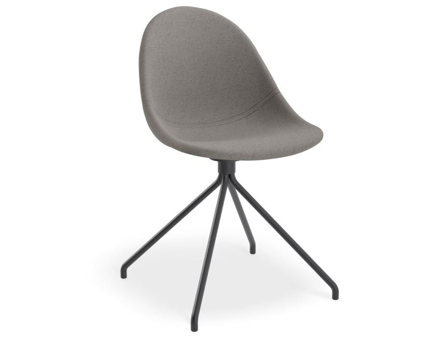 Pebble Fabric Dark Grey Upholstered Chair - Sled Base - White