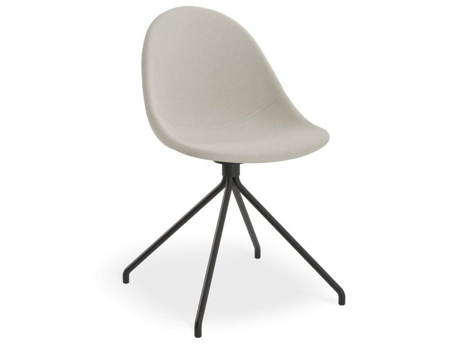 Pebble Fabric Light Grey Upholstered Chair - 4 Post Base - White