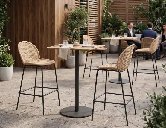Sombra Rattan Bar Stool - Outdoor - Charcoal, 110cm H