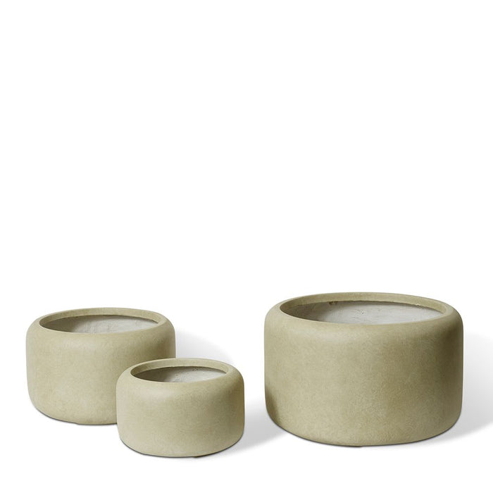 Saheed Low Fibrestone Planter - Green