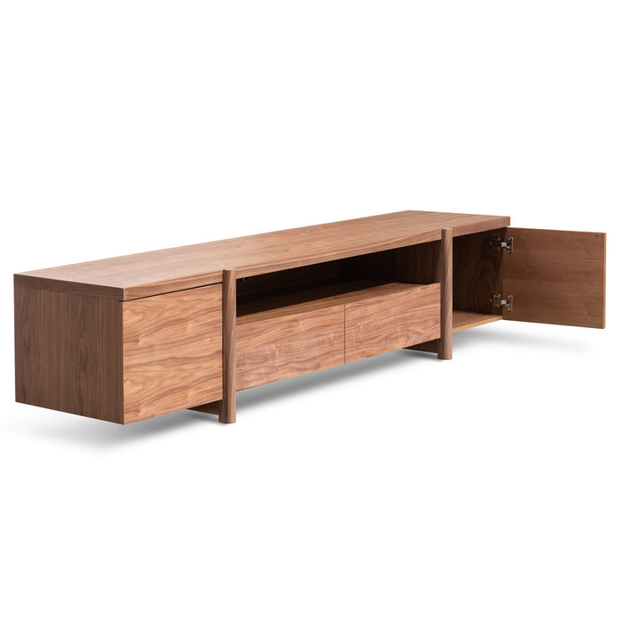 CTV2610-BB Lowline 2.1m Entertainment TV Unit In Walnut - Timber Legs