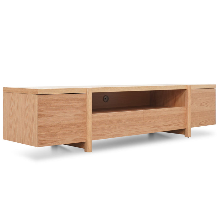 CTV2631-BB 2.1m Entertainment TV Unit - Lowline - Full Natural - Timber Legs