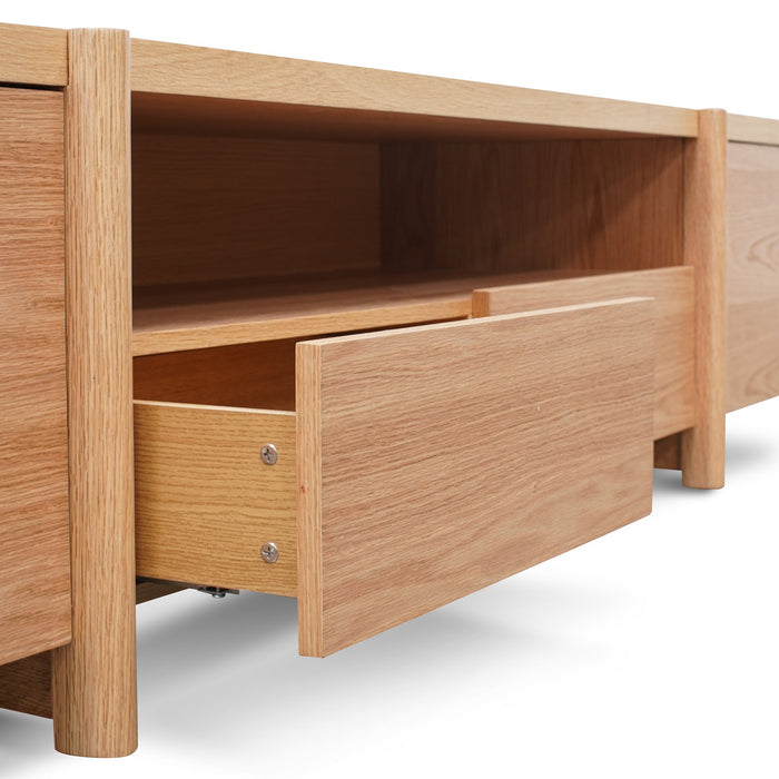 CTV2631-BB 2.1m Entertainment TV Unit - Lowline - Full Natural - Timber Legs