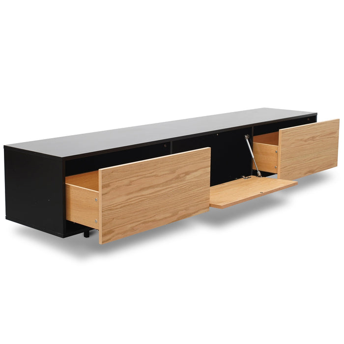 CTV2632-BB 2.3m TV Unit - Black with Natural Drawers