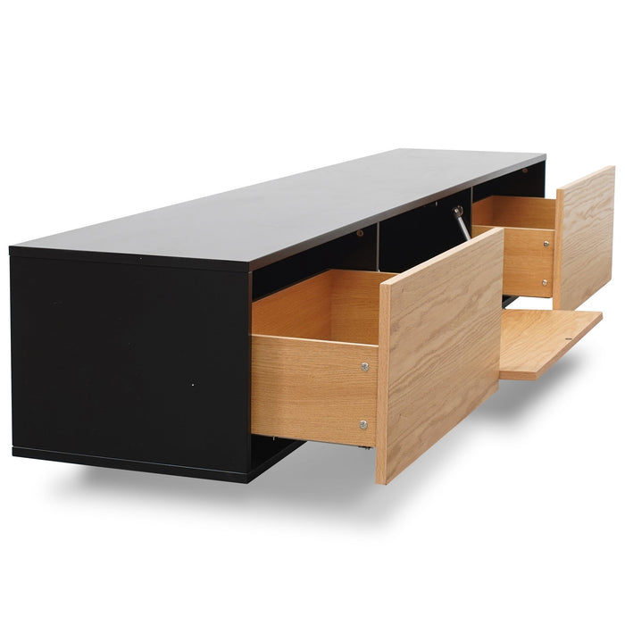 CTV2632-BB 2.3m TV Unit - Black with Natural Drawers