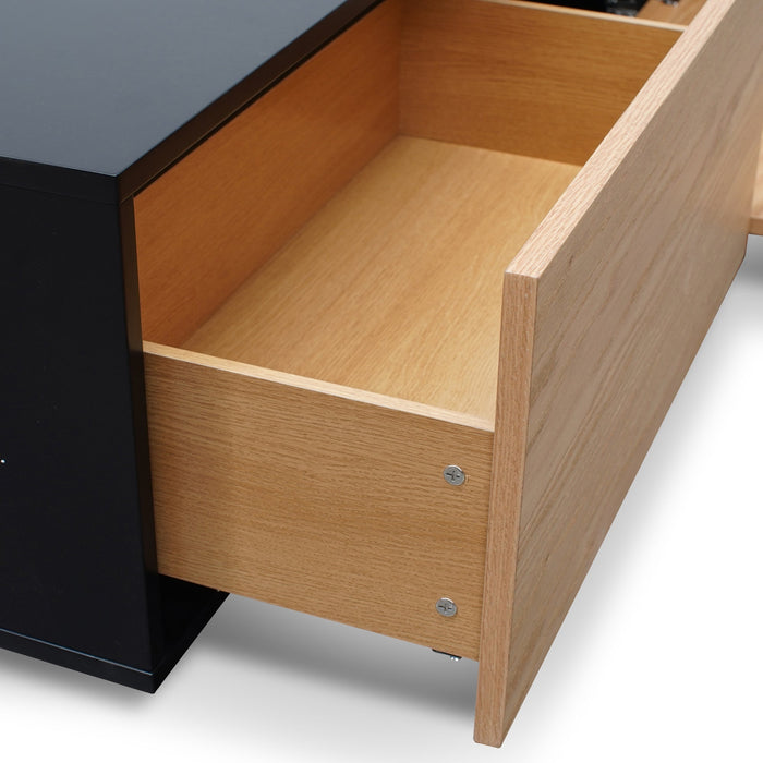 CTV2632-BB 2.3m TV Unit - Black with Natural Drawers