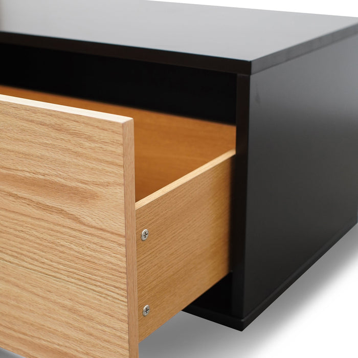 CTV2632-BB 2.3m TV Unit - Black with Natural Drawers