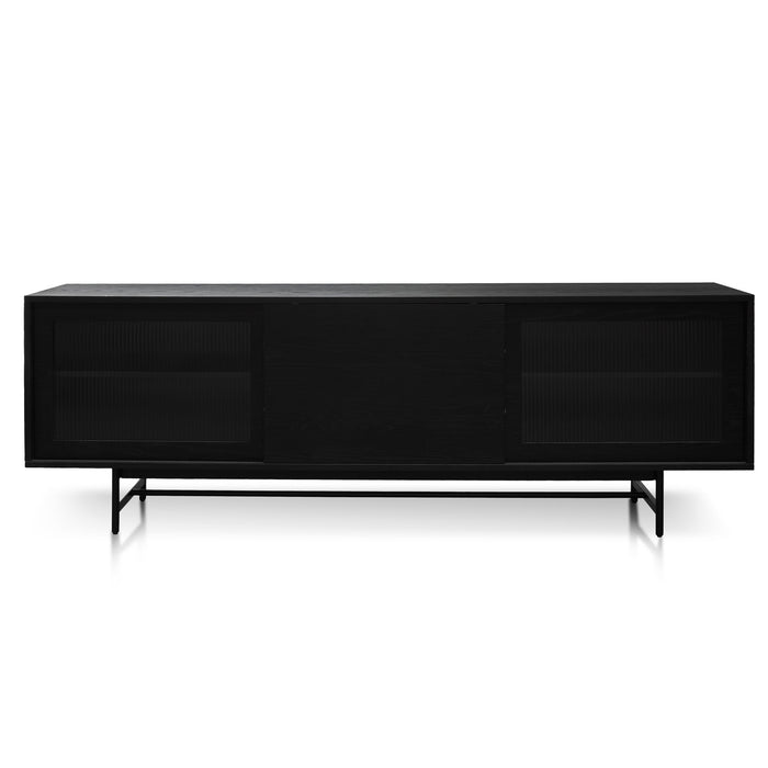 CTV6053-KD - 2.1m Wooden Entertainment TV Unit - Black with Flute Glass Door