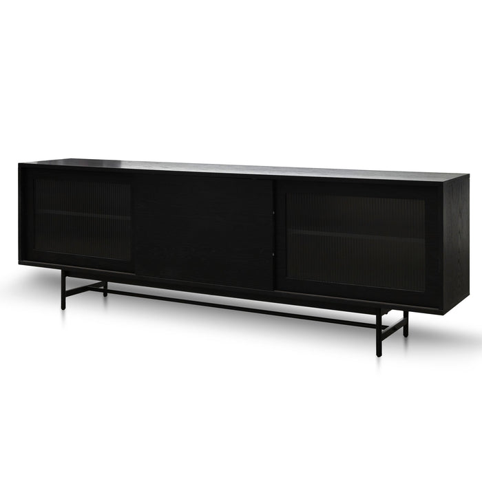 CTV6053-KD - 2.1m Wooden Entertainment TV Unit - Black with Flute Glass Door