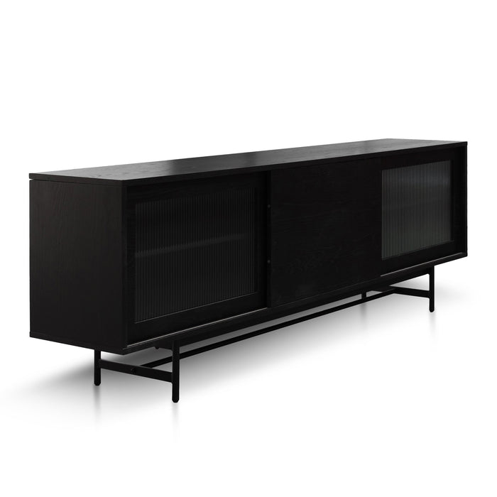 CTV6053-KD - 2.1m Wooden Entertainment TV Unit - Black with Flute Glass Door