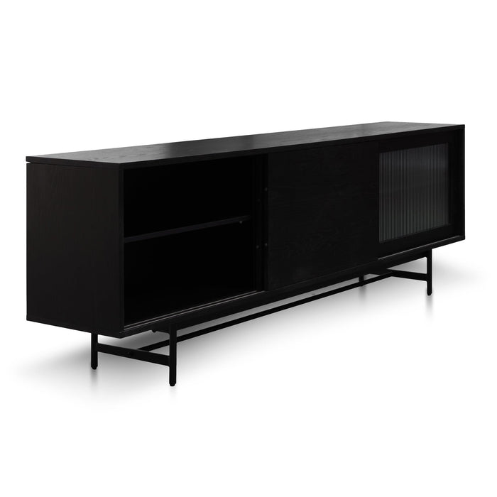 CTV6053-KD - 2.1m Wooden Entertainment TV Unit - Black with Flute Glass Door