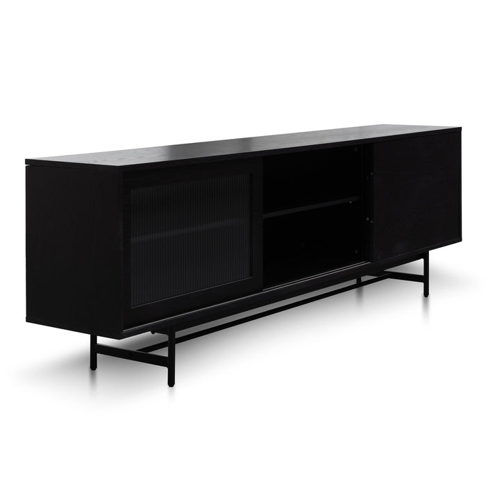 CTV6053-KD - 2.1m Wooden Entertainment TV Unit - Black with Flute Glass Door