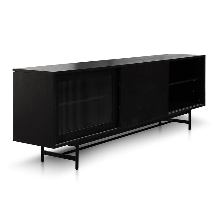 CTV6053-KD - 2.1m Wooden Entertainment TV Unit - Black with Flute Glass Door