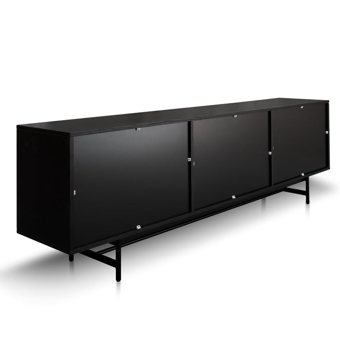 CTV6053-KD - 2.1m Wooden Entertainment TV Unit - Black with Flute Glass Door