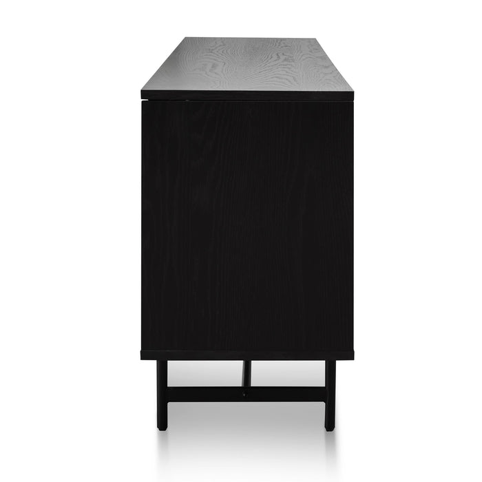 CTV6053-KD - 2.1m Wooden Entertainment TV Unit - Black with Flute Glass Door